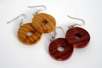 Ohrringe Orange glatt, Cocobolo gerillt