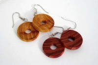 Ohrringe Orange gerillt, Cocobolo glatt